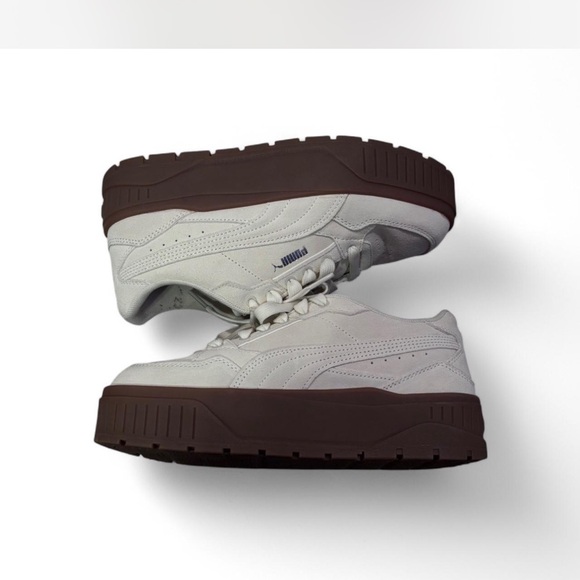 Puma Women's Cream/off white and Brown Platform Sneakers - Picture 1 of 5